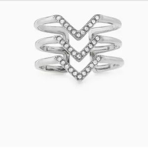 Stella & Dot Pavé Chevron Ring - Silver